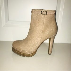 Leather high heel booties
